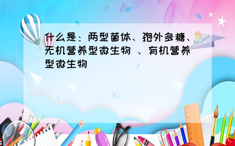 什么是：两型菌体、孢外多糖、无机营养型微生物 、有机营养型微生物