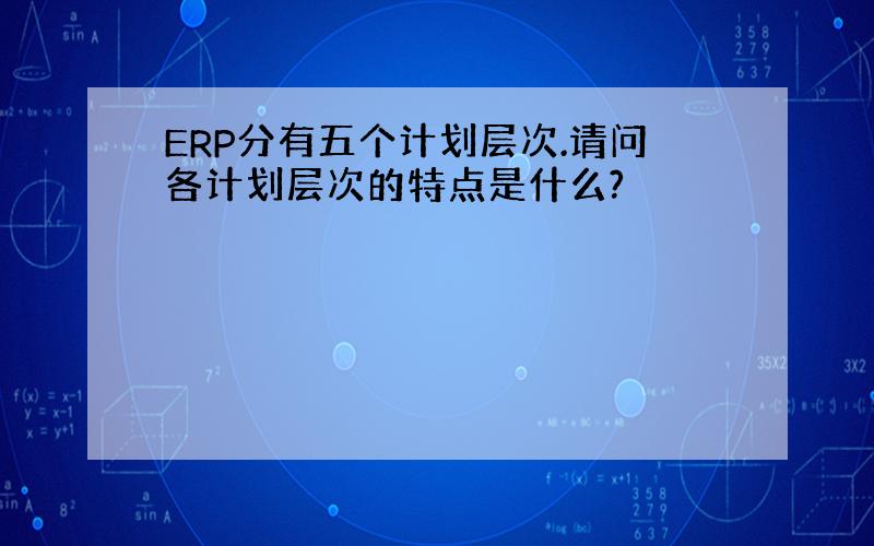 ERP分有五个计划层次.请问各计划层次的特点是什么?