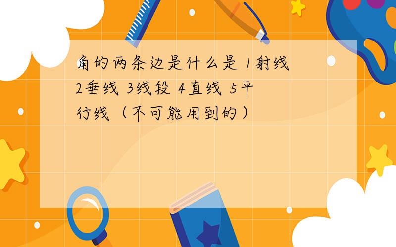 角的两条边是什么是 1射线 2垂线 3线段 4直线 5平行线（不可能用到的）