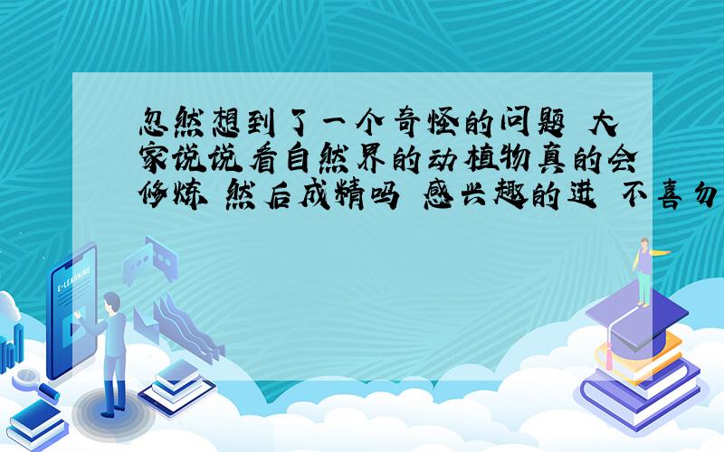 忽然想到了一个奇怪的问题 大家说说看自然界的动植物真的会修炼 然后成精吗 感兴趣的进 不喜勿喷