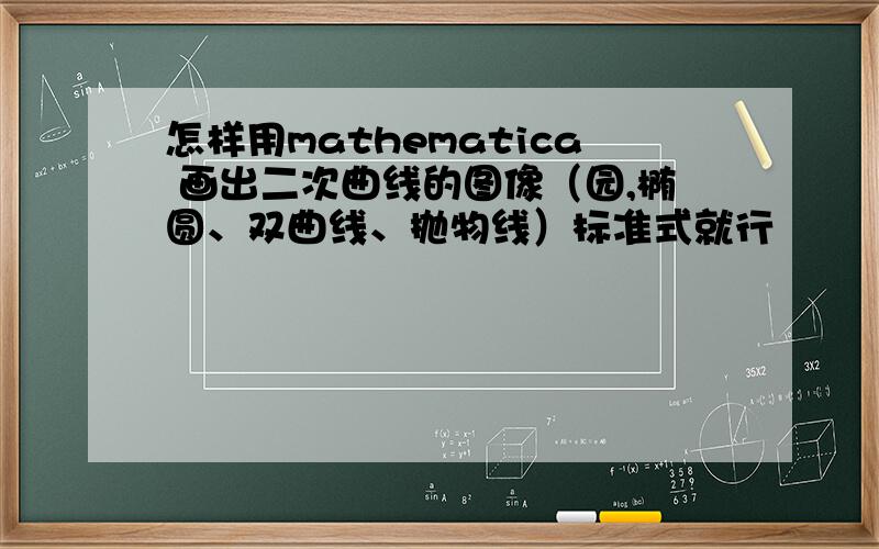 怎样用mathematica 画出二次曲线的图像（园,椭圆、双曲线、抛物线）标准式就行