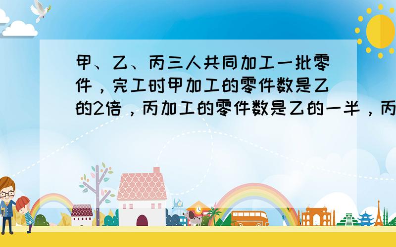 甲、乙、丙三人共同加工一批零件，完工时甲加工的零件数是乙的2倍，丙加工的零件数是乙的一半，丙完成了这批零件的___．