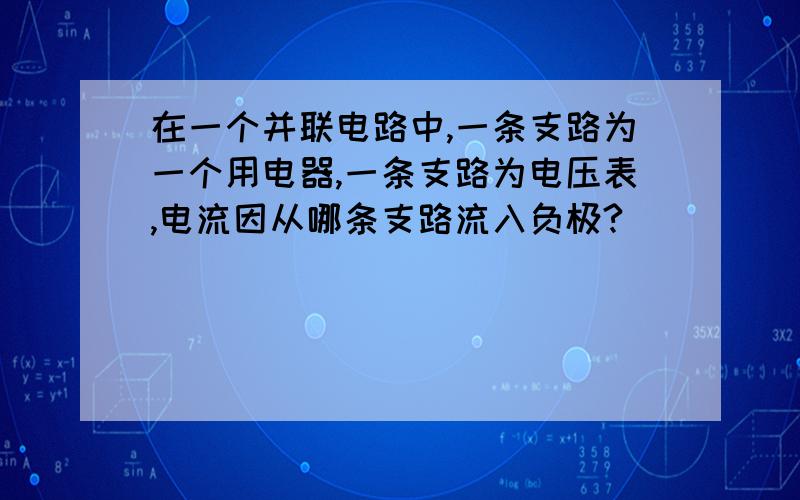 在一个并联电路中,一条支路为一个用电器,一条支路为电压表,电流因从哪条支路流入负极?