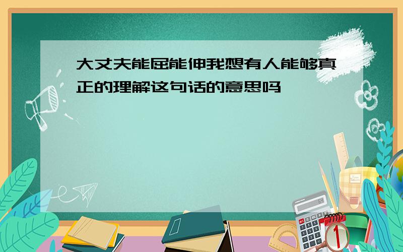 大丈夫能屈能伸我想有人能够真正的理解这句话的意思吗