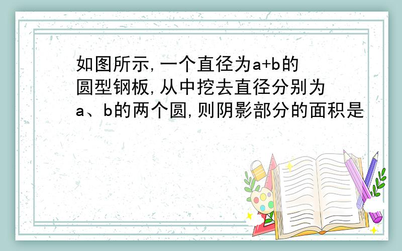 如图所示,一个直径为a+b的圆型钢板,从中挖去直径分别为a、b的两个圆,则阴影部分的面积是