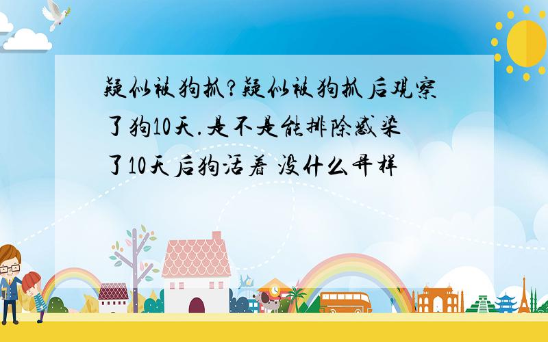 疑似被狗抓?疑似被狗抓后观察了狗10天.是不是能排除感染了10天后狗活着 没什么异样