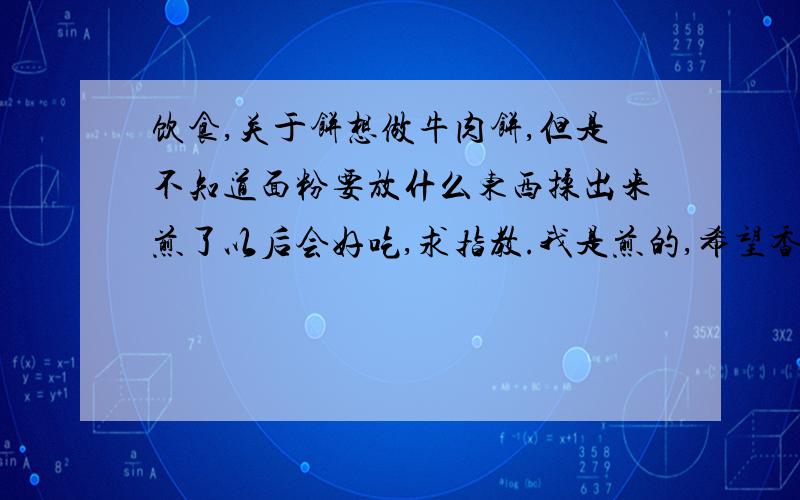 饮食,关于饼想做牛肉饼,但是不知道面粉要放什么东西揉出来煎了以后会好吃,求指教.我是煎的,希望香一些,但是这个香不是皮香