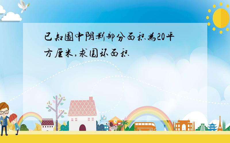 已知图中阴影部分面积为20平方厘米,求圆环面积