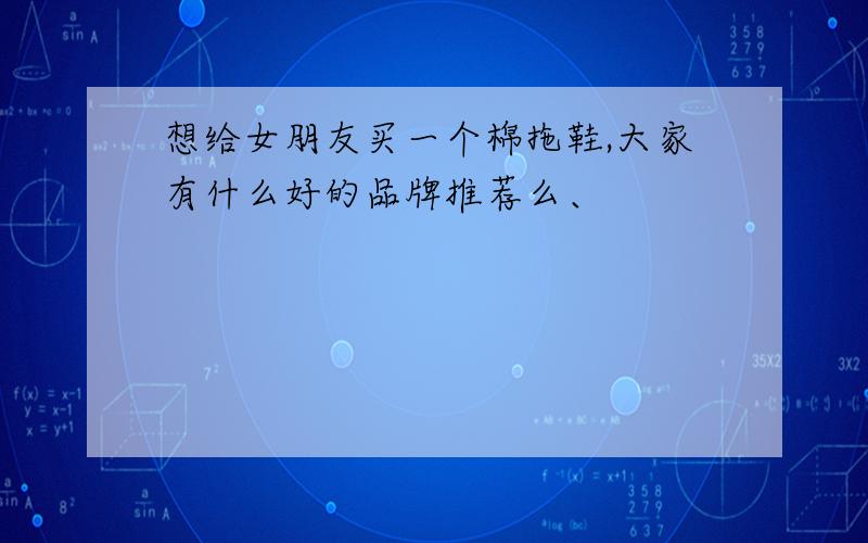 想给女朋友买一个棉拖鞋,大家有什么好的品牌推荐么、