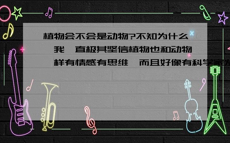 植物会不会是动物?不知为什么,我一直极其坚信植物也和动物一样有情感有思维,而且好像有科学家发现植物有血型,也会害怕…