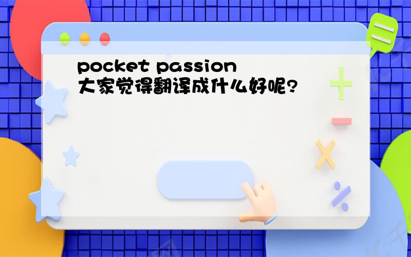 pocket passion大家觉得翻译成什么好呢?