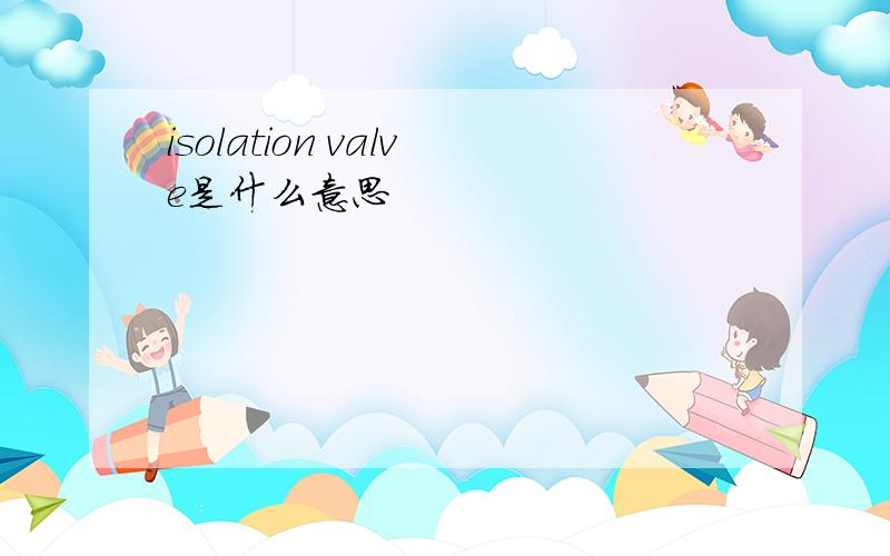 isolation valve是什么意思