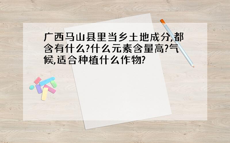 广西马山县里当乡土地成分,都含有什么?什么元素含量高?气候,适合种植什么作物?