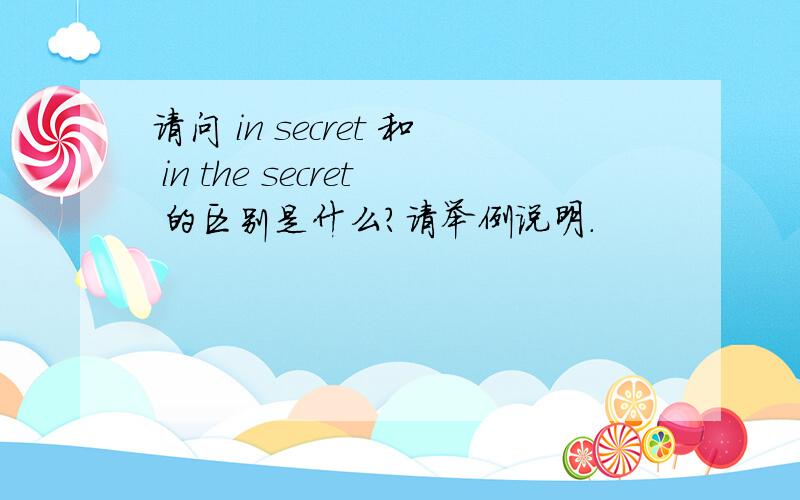 请问 in secret 和 in the secret 的区别是什么?请举例说明.