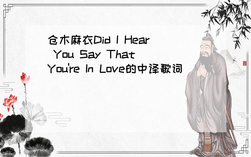 仓木麻衣Did I Hear You Say That You're In Love的中译歌词