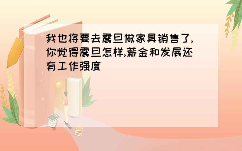 我也将要去震旦做家具销售了,你觉得震旦怎样,薪金和发展还有工作强度