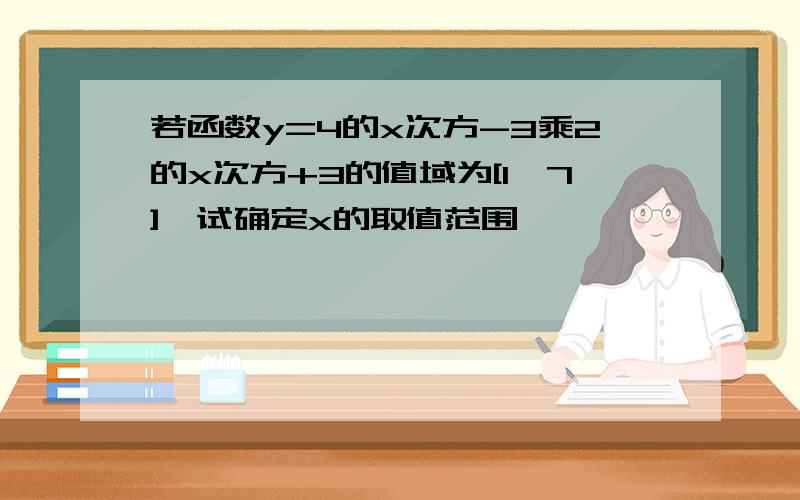 若函数y=4的x次方-3乘2的x次方+3的值域为[1,7],试确定x的取值范围