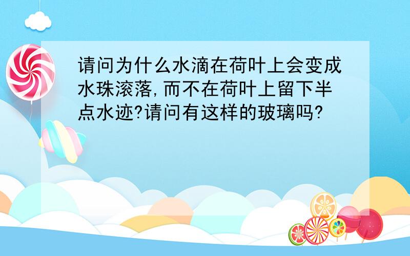 请问为什么水滴在荷叶上会变成水珠滚落,而不在荷叶上留下半点水迹?请问有这样的玻璃吗?