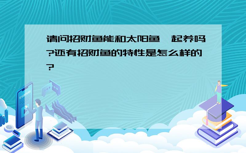 请问招财鱼能和太阳鱼一起养吗?还有招财鱼的特性是怎么样的?