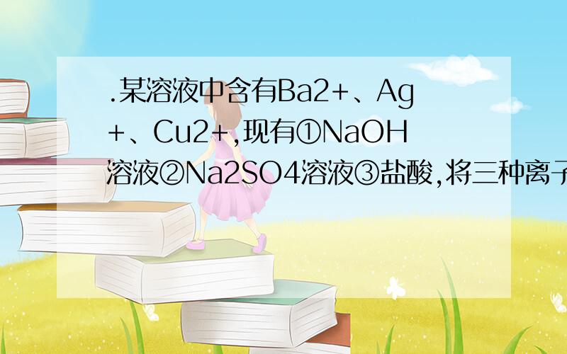 .某溶液中含有Ba2+、Ag+、Cu2+,现有①NaOH溶液②Na2SO4溶液③盐酸,将三种离子逐一沉淀并加以分离,则加