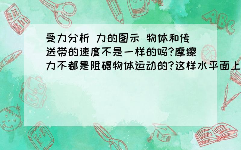 受力分析 力的图示 物体和传送带的速度不是一样的吗?摩擦力不都是阻碍物体运动的?这样水平面上只有一个力不是不能平衡了?为