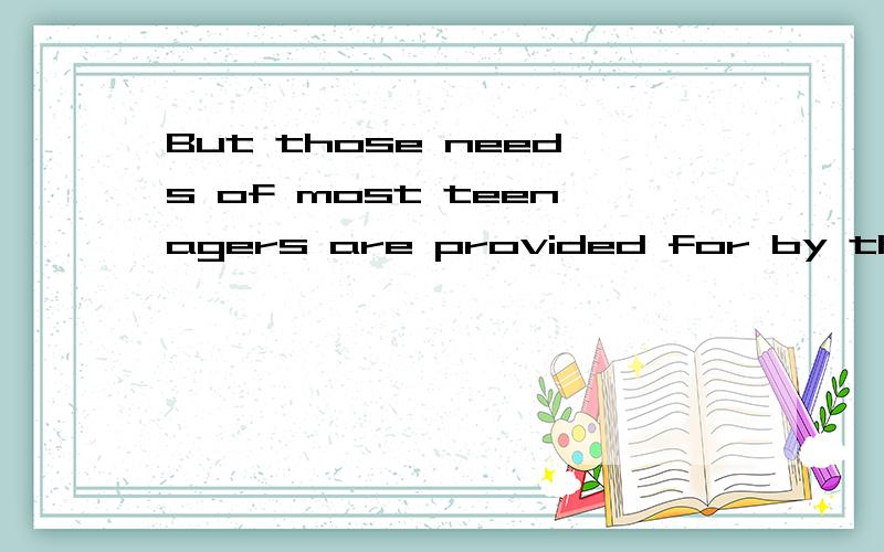 But those needs of most teenagers are provided for by their