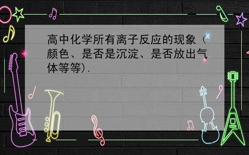 高中化学所有离子反应的现象（颜色、是否是沉淀、是否放出气体等等).