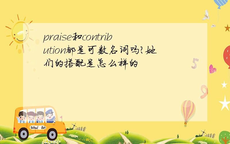 praise和contribution都是可数名词吗?她们的搭配是怎么样的