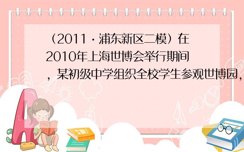 （2011•浦东新区二模）在2010年上海世博会举行期间，某初级中学组织全校学生参观世博园，亲身体验“城市让生活更美好”