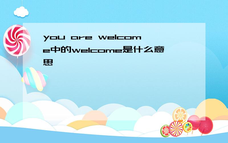 you are welcome中的welcome是什么意思