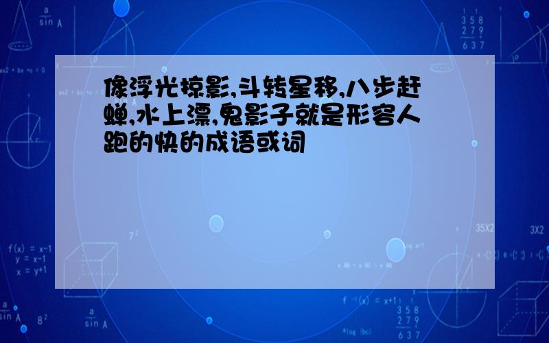 像浮光掠影,斗转星移,八步赶蝉,水上漂,鬼影子就是形容人跑的快的成语或词