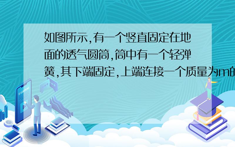 如图所示,有一个竖直固定在地面的透气圆筒,筒中有一个轻弹簧,其下端固定,上端连接一个质量为m的薄滑块,当滑块运动时,圆筒