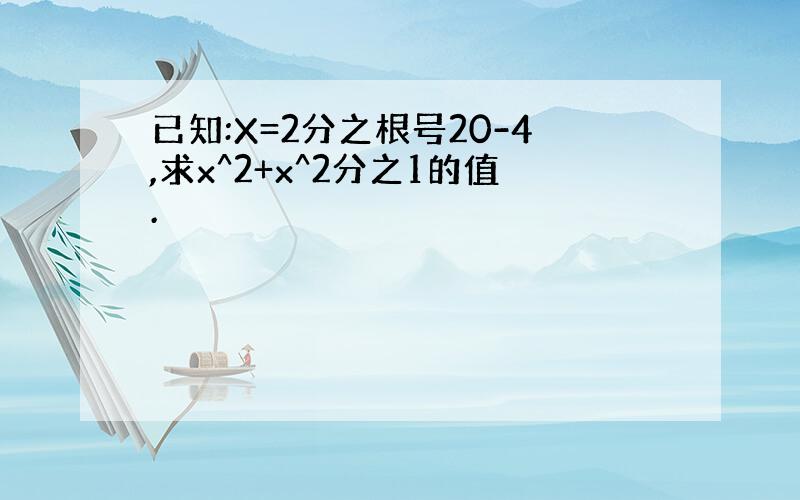 已知:X=2分之根号20-4,求x^2+x^2分之1的值.