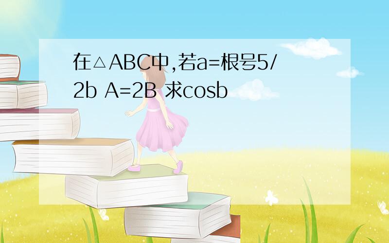 在△ABC中,若a=根号5/2b A=2B 求cosb