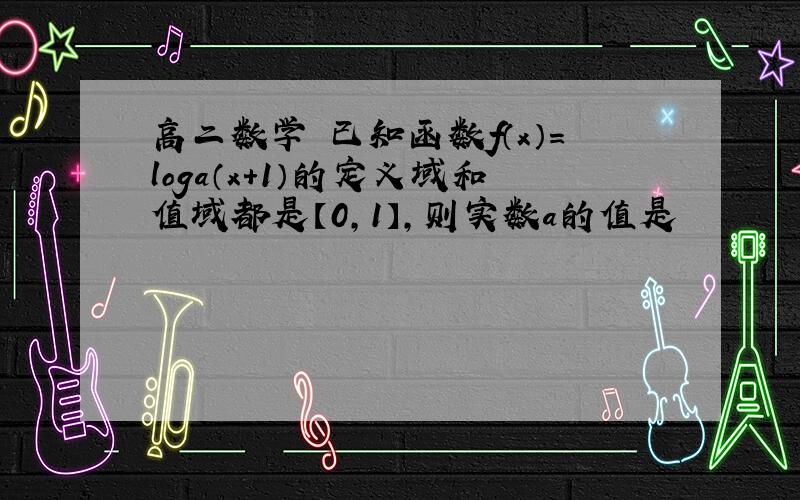 高二数学　已知函数f（x）＝loga（x＋1）的定义域和值域都是【0,1】,则实数a的值是