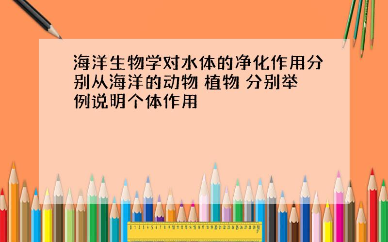 海洋生物学对水体的净化作用分别从海洋的动物 植物 分别举例说明个体作用