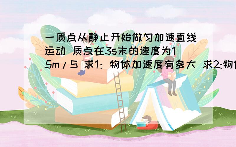 一质点从静止开始做匀加速直线运动 质点在3s末的速度为15m/S 求1：物体加速度有多大 求2:物体前6秒位移