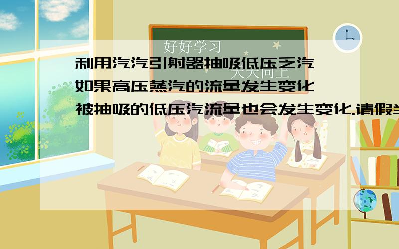 利用汽汽引射器抽吸低压乏汽,如果高压蒸汽的流量发生变化,被抽吸的低压汽流量也会发生变化.请假当管道内蒸汽流量变小时,蒸汽