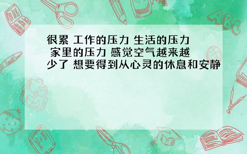 很累 工作的压力 生活的压力 家里的压力 感觉空气越来越少了 想要得到从心灵的休息和安静