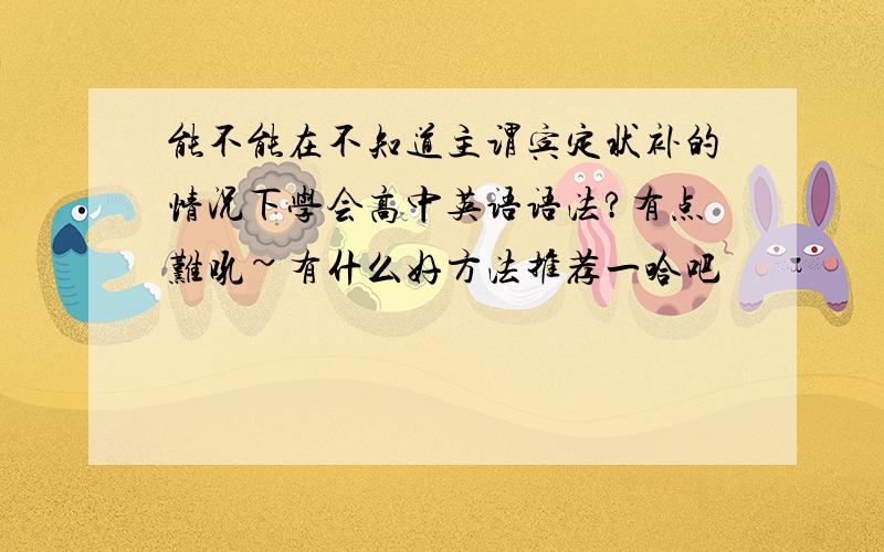 能不能在不知道主谓宾定状补的情况下学会高中英语语法?有点难吼~有什么好方法推荐一哈吧