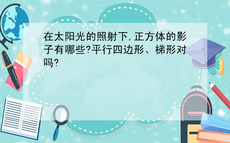 在太阳光的照射下,正方体的影子有哪些?平行四边形、梯形对吗?