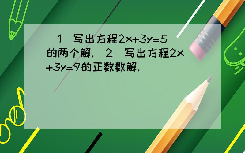 （1）写出方程2x+3y=5的两个解.（2）写出方程2x+3y=9的正数数解.