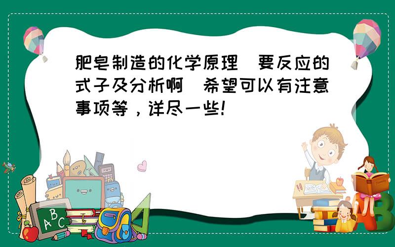 肥皂制造的化学原理(要反应的式子及分析啊)希望可以有注意事项等，详尽一些！