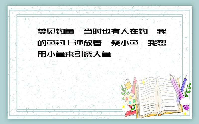 梦见钓鱼,当时也有人在钓,我的鱼钓上还放着一条小鱼,我想用小鱼来引诱大鱼