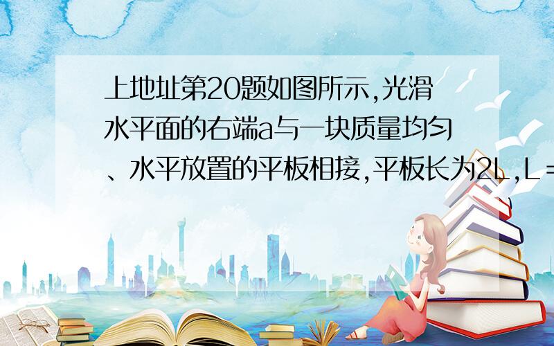 上地址第20题如图所示,光滑水平面的右端a与一块质量均匀、水平放置的平板相接,平板长为2L,L＝6m,其中心C固定在高为