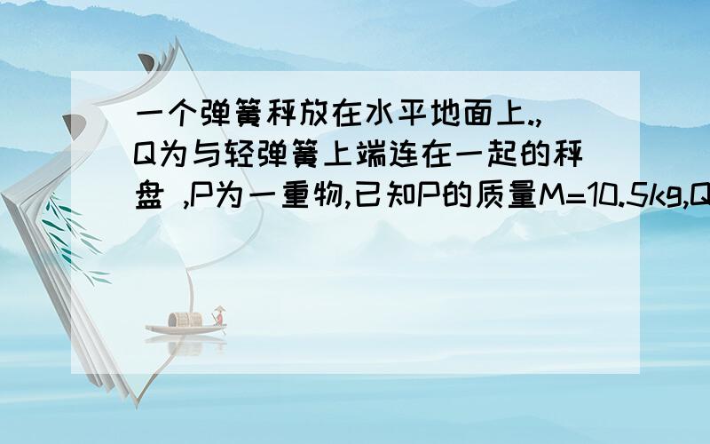 一个弹簧秤放在水平地面上.,Q为与轻弹簧上端连在一起的秤盘 ,P为一重物,已知P的质量M=10.5kg,Q的质量m=1.