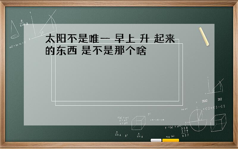 太阳不是唯一 早上 升 起来的东西 是不是那个啥