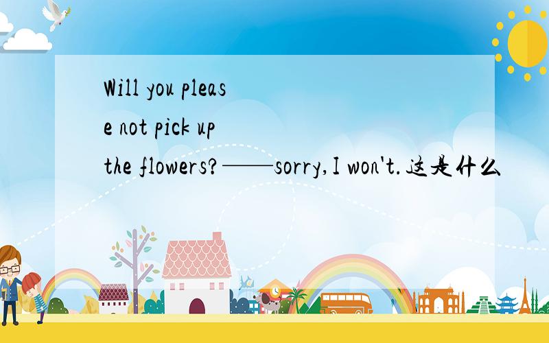 Will you please not pick up the flowers?——sorry,I won't.这是什么