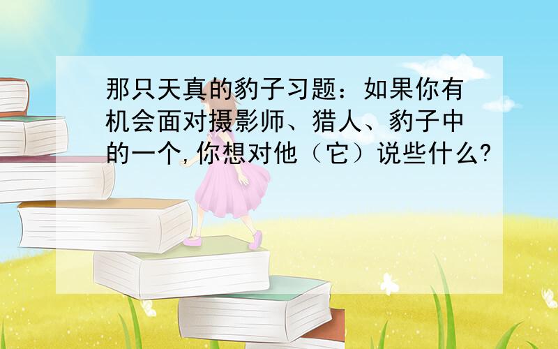 那只天真的豹子习题：如果你有机会面对摄影师、猎人、豹子中的一个,你想对他（它）说些什么?