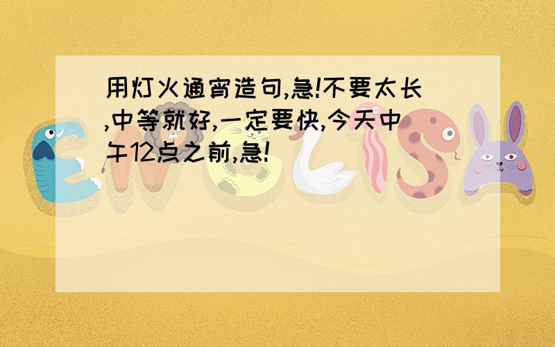 用灯火通宵造句,急!不要太长,中等就好,一定要快,今天中午12点之前,急!